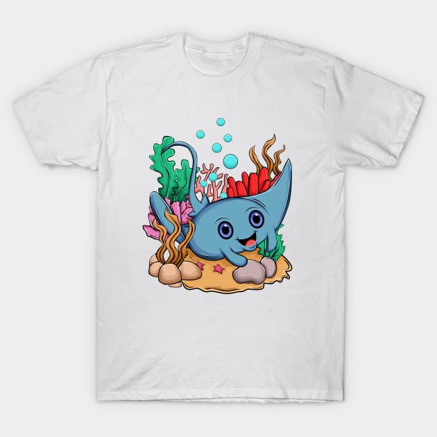 Stingray - Ocean Scene T-Shirt by AngelFlame